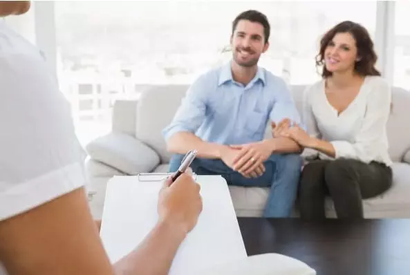 image of a couple in marriage counseling. Couples Therapy and Marriage Counseling Services In Bonita Springs and Fort Myers, Florida offered by Awakened Counseling Services.